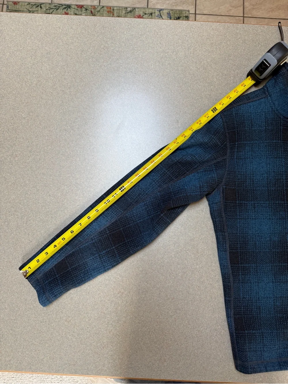 The North Face Plaid Fleece Quarter Zip Pullover Blue Black Men’s Small